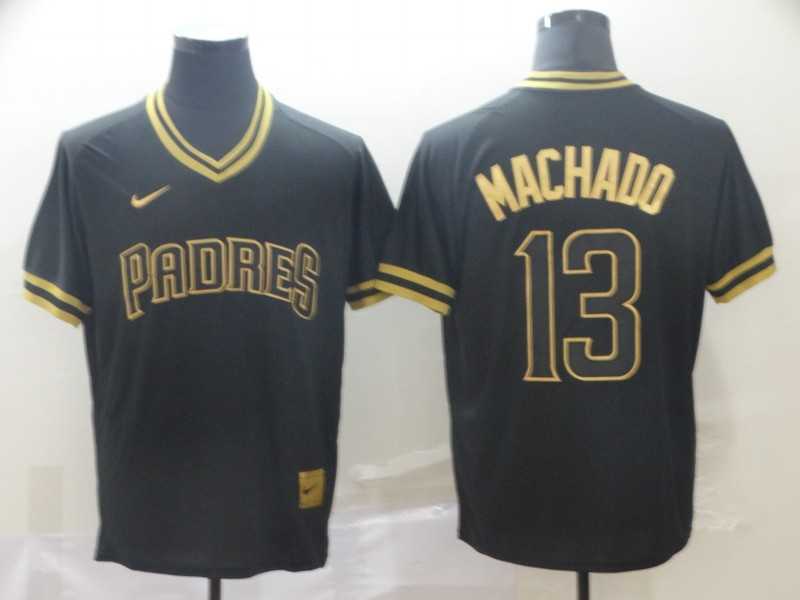 Padres 13 Manny Machado Black Gold Nike Cooperstown Collection Legend V Neck Jersey (1),We sell and wholesale Padres 13 Manny Machado Black Gold Nike Cooperstown Collection Legend V Neck Jersey (1) on line form chian!